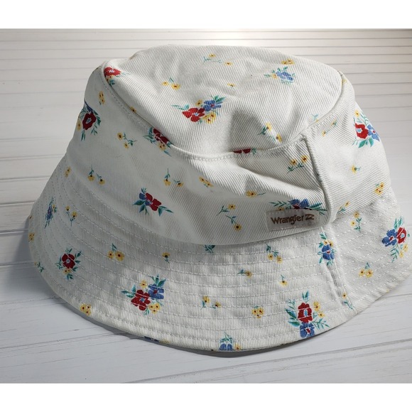 RARE Billabong x Wrangler White Bucket Hat  Flower Floral Print Spring Summer - Picture 5 of 9